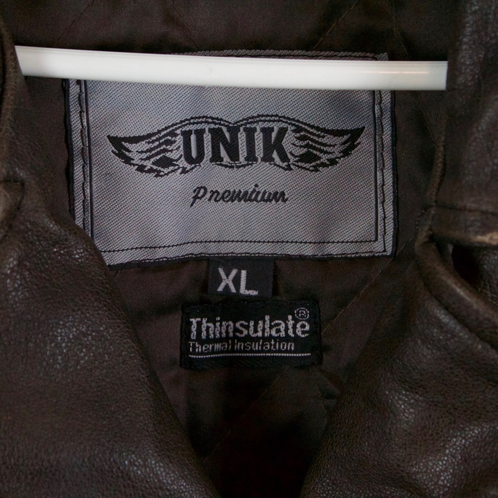 UNIK Brown Leather Removable Lining Moto Jacket XL - Picture 3 of 8